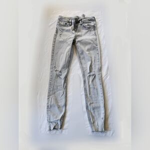 Zara Basic Light Grey Distressed Denim Jeans (sz 02)